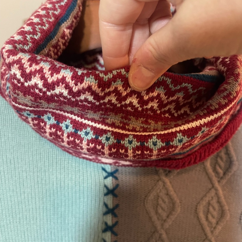 VTG Multicolor Patchwork Cowlneck Tunic Sweater C… - image 5